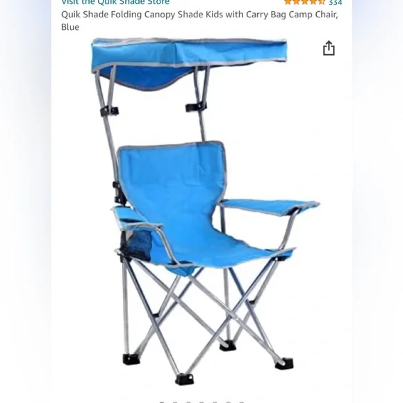 🎁 Canopy Shade Kids with Carry Bag Camp Chair, Blue New - Picture 1 of 4